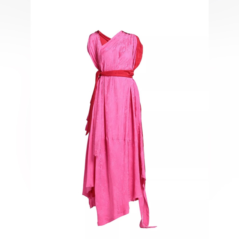 BALENCIAGA Asymmetric draped paneled satin-jacquard maxi dress